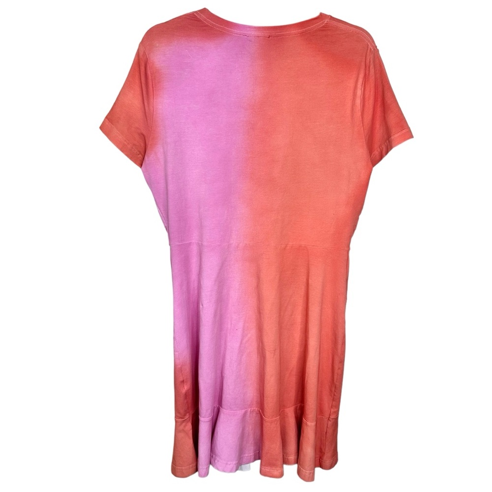Parker Rae Dress Ombré Twist Front Tee Large Coral & Pink Ruffle - Picture 7 of 13